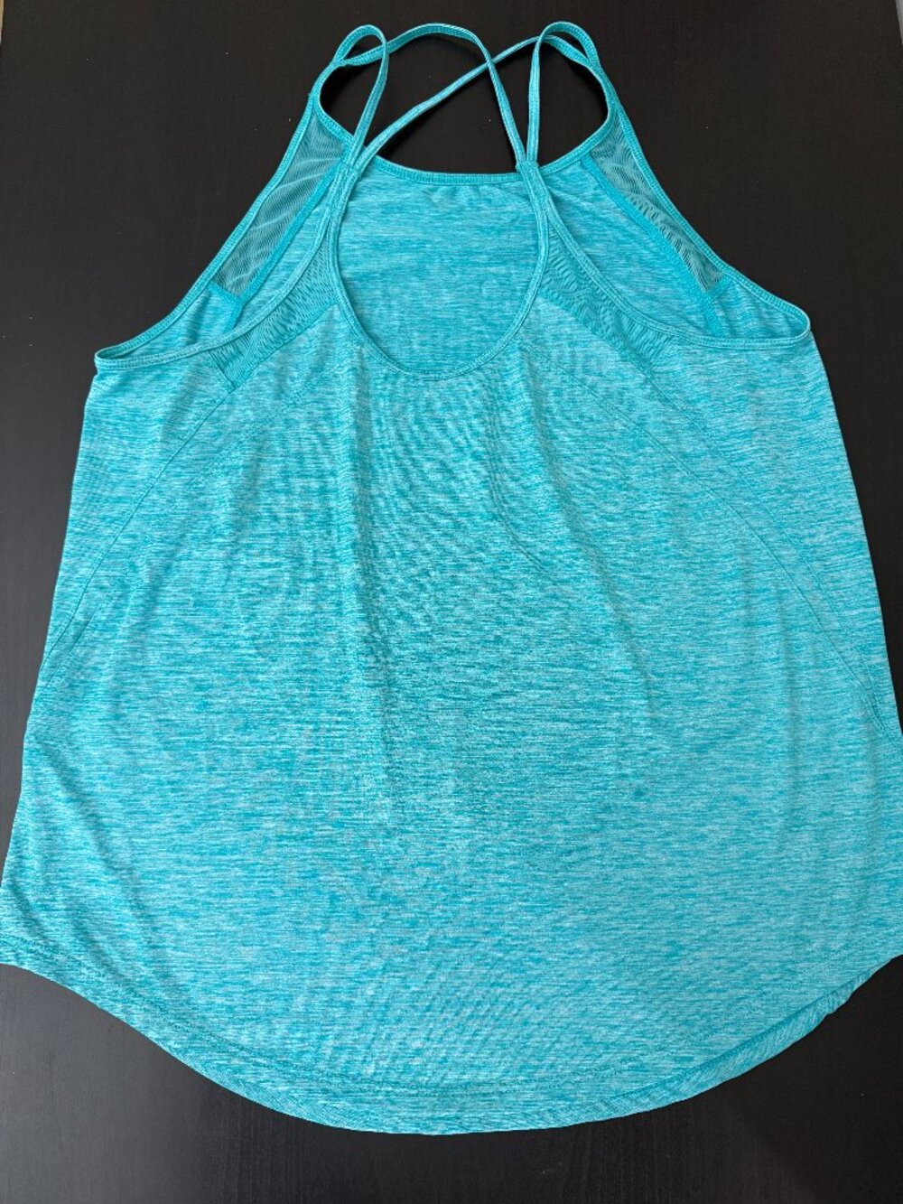 Light Teal Athletic Gym Works Spaghetti Tank Top - Size Medium (8-10)